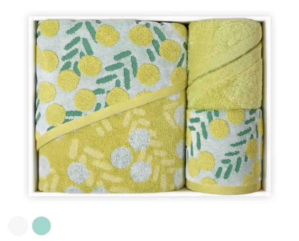 『ミモザ』バスタオル・フェイスタオル『ふわふわ』(ライム）フェイスタオル 3枚組ギフトセット【LL箱】