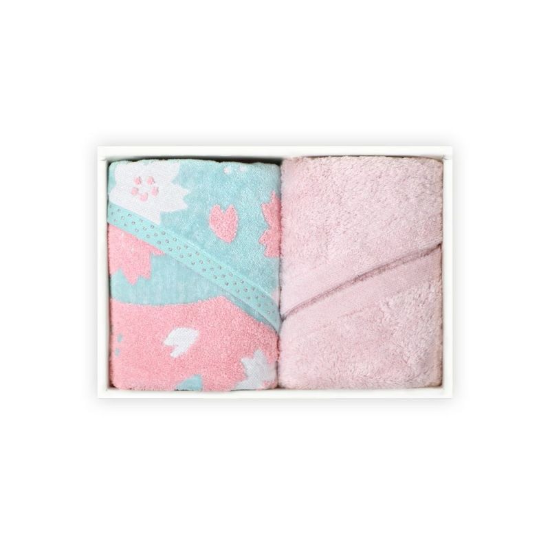 『sakura-サクラ』『IORINO／ふわふわ』（ピンク）フェイスタオル２枚組ギフトセット