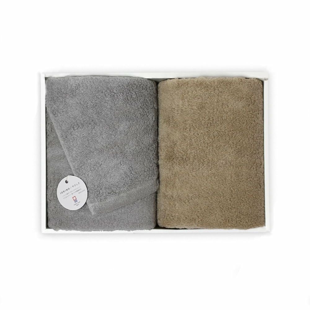 IORINO／やさしさ』スリムバスタオル(GY・BE)2枚組ギフトセット【L箱