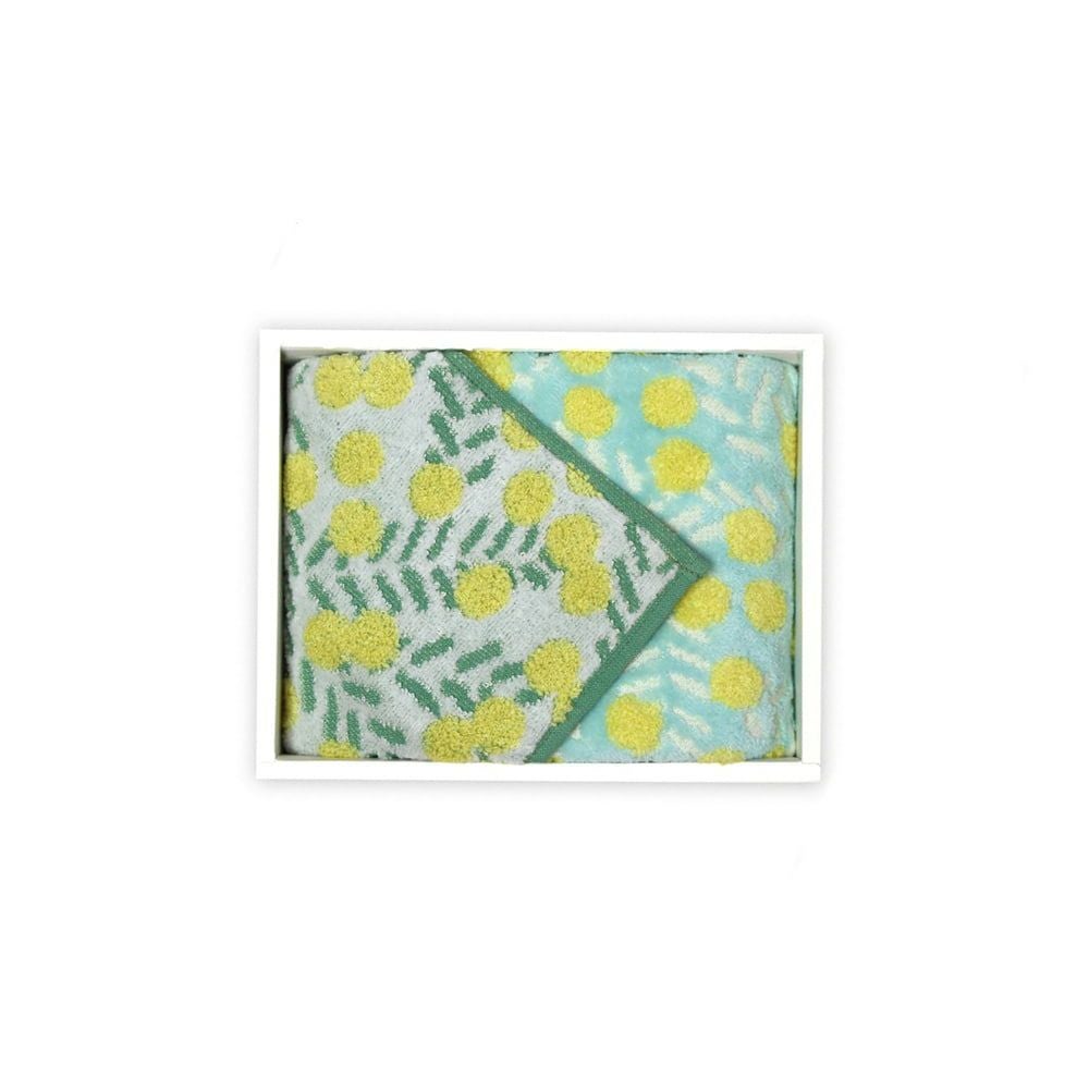 mimosa-ミモザ』ハンカチタオル(WH・BL)2枚組ギフトセット【S箱