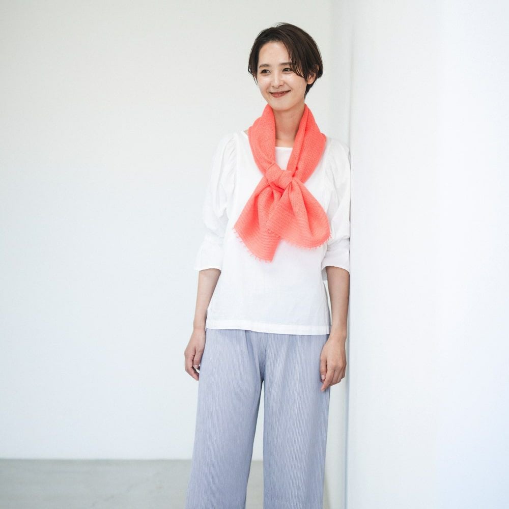 MOJIRI ドライコットン ショートマフラー』コーラル | 今治タオル