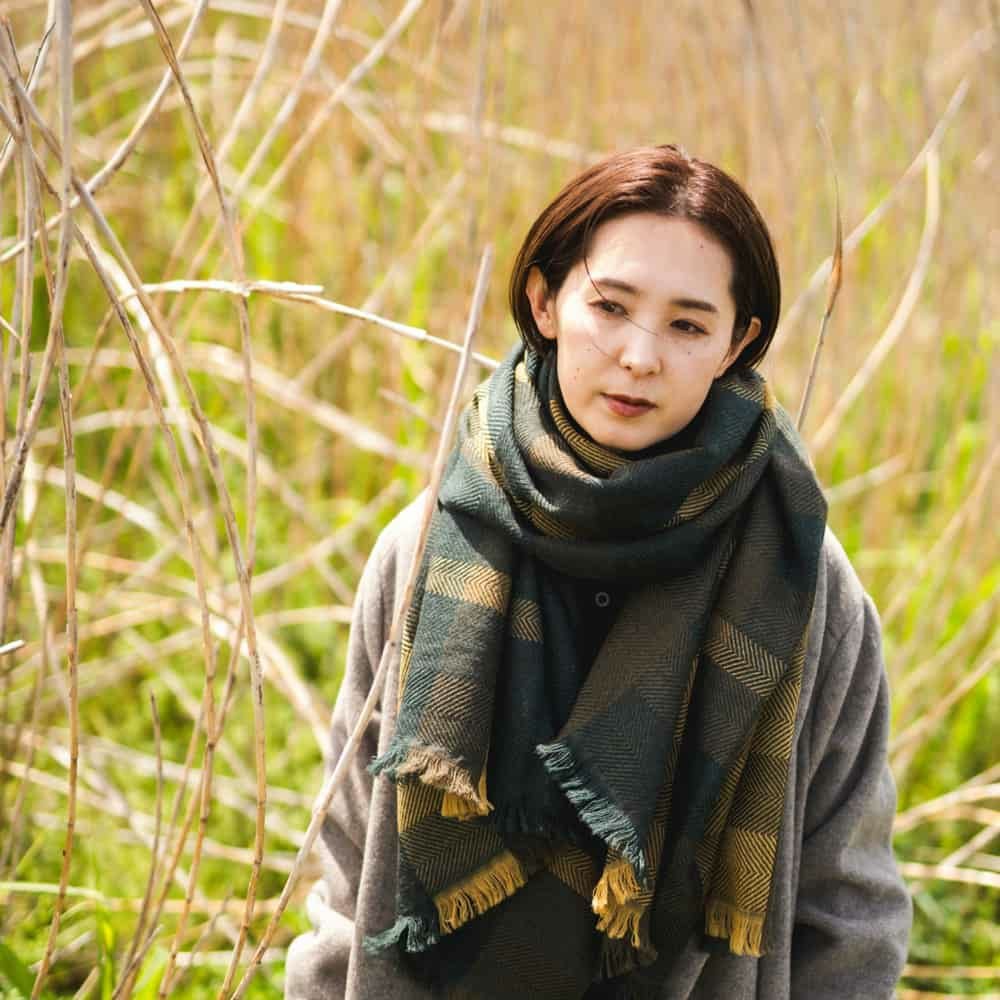 AYA ウールショール モザイクパネル』オリーブ | 今治タオル取り扱い