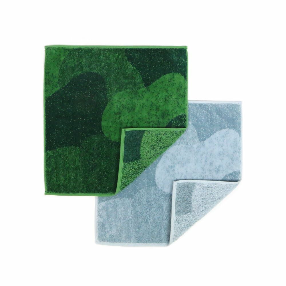 STONE  Stone  刺繍パッチ 緑フチ moss／stone -モス／ストーン』タオルハンカチ | 今治タオル取り扱い